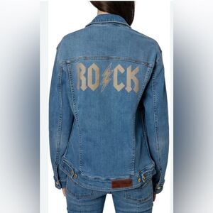 Zadig & Voltaire Kase Flash Rock Denim Strass Jacket Light Blue NWOT. Medium